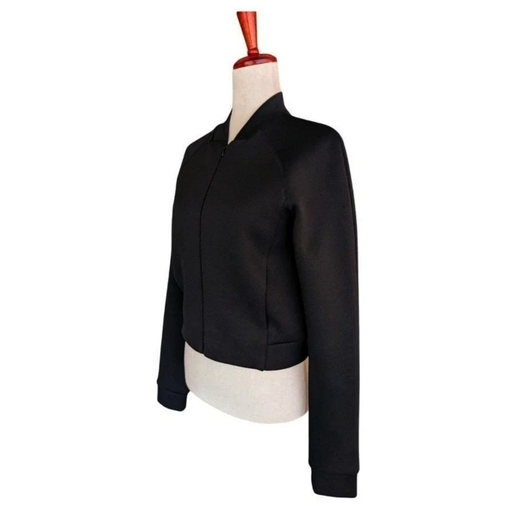 T by Alexander Wang Black Neoprene Scuba‎ Bomber Jacket Size Small
